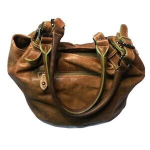 Barr + Barr New York Leather Bag Vintage Boho Shoulder Tote Bag Rustic Brown